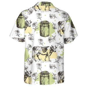 Cows With Milk Cans And Camomiles Hawaiian Shirt,Hawaiian Shirt Gift, Christmas Gift