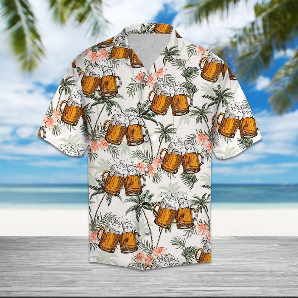 Fresh Beer With Foam Palm Trees Design Hawaiian Shirt, Hawaiian Shirt Gift, Christmas Gift
