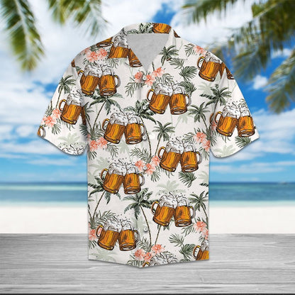 Fresh Beer With Foam Palm Trees Design Hawaiian Shirt, Hawaiian Shirt Gift, Christmas Gift