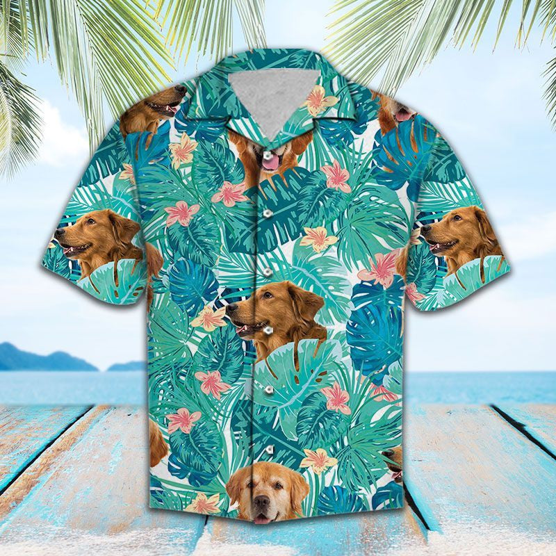 Madra Tropical Retriever Órga le Patrún Monstera Leafs Léine Haváís, Bronntanas Léine Haváís, Bronntanas Nollag