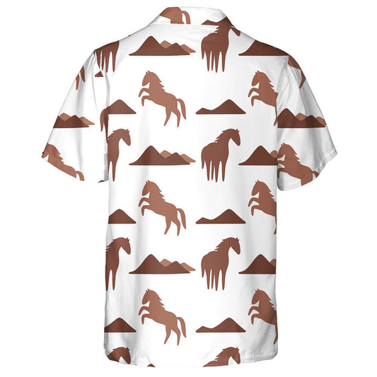 Beautiful Horse And Mountain In Vintage Style Hawaiian Shirt, Hawaiian Shirt Gift, Christmas Gift
