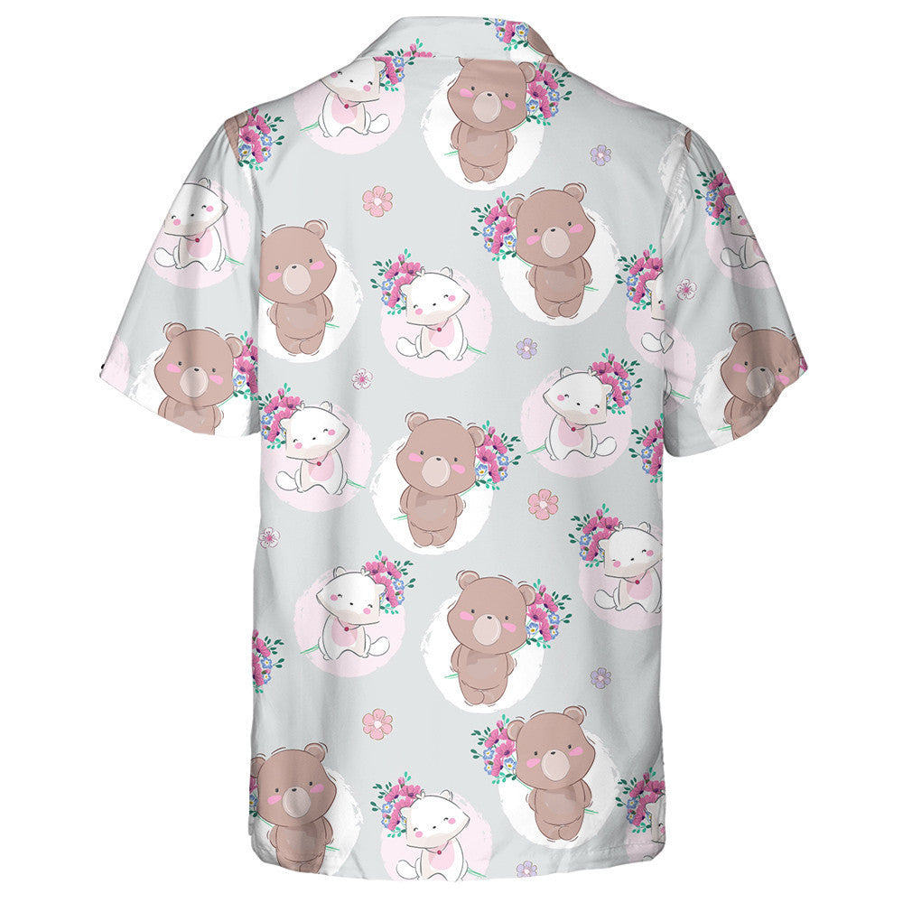 Happy Day For Little Bear And Cat Hawaiian Shirt, Hawaiian Shirt Gift, Christmas Gift