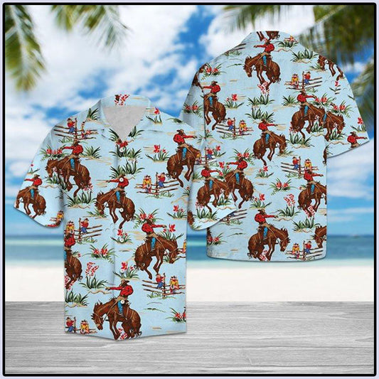 Cowboy Pattern Hawaiian Shirt, Hwaiian For Gift
