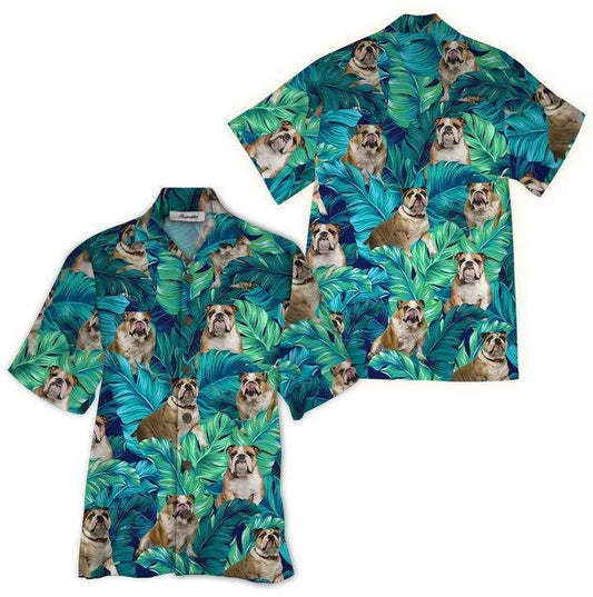 Sasana Dearadh Cúlra Trópaiceach Bulldog Léine Haváís, Bronntanas Léine Haváí, Bronntanas Nollag