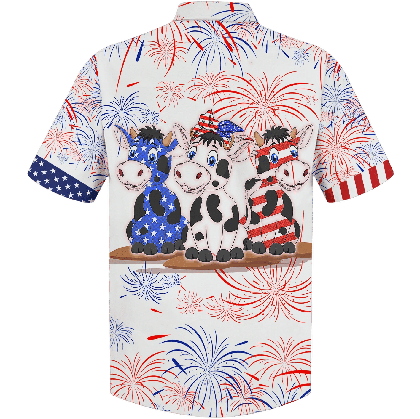 America Cow Background Design Hawaiian Shirt, Hawaiian For Gift