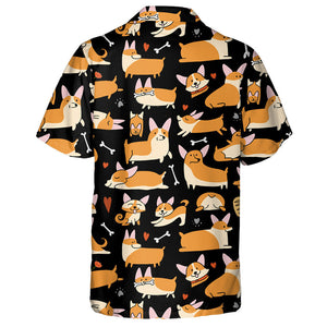 Adorable Corgi Dogs Collection In Cartoon Background Hawaiian Shirt, Hawaiian Shirt Gift, Christmas Gift