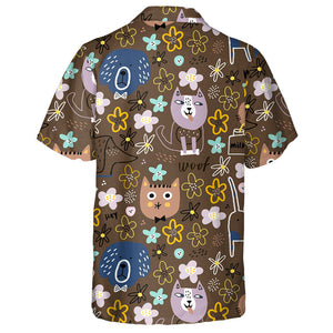 Funny Dogs Cats And Cute Flowers Hawaiian Shirt,Hawaiian Shirt Gift, Christmas Gift