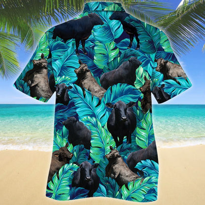 Brangus Cattle In Tropical Forest Pattern Hawaiian Shirt, Hawaiian For Gift