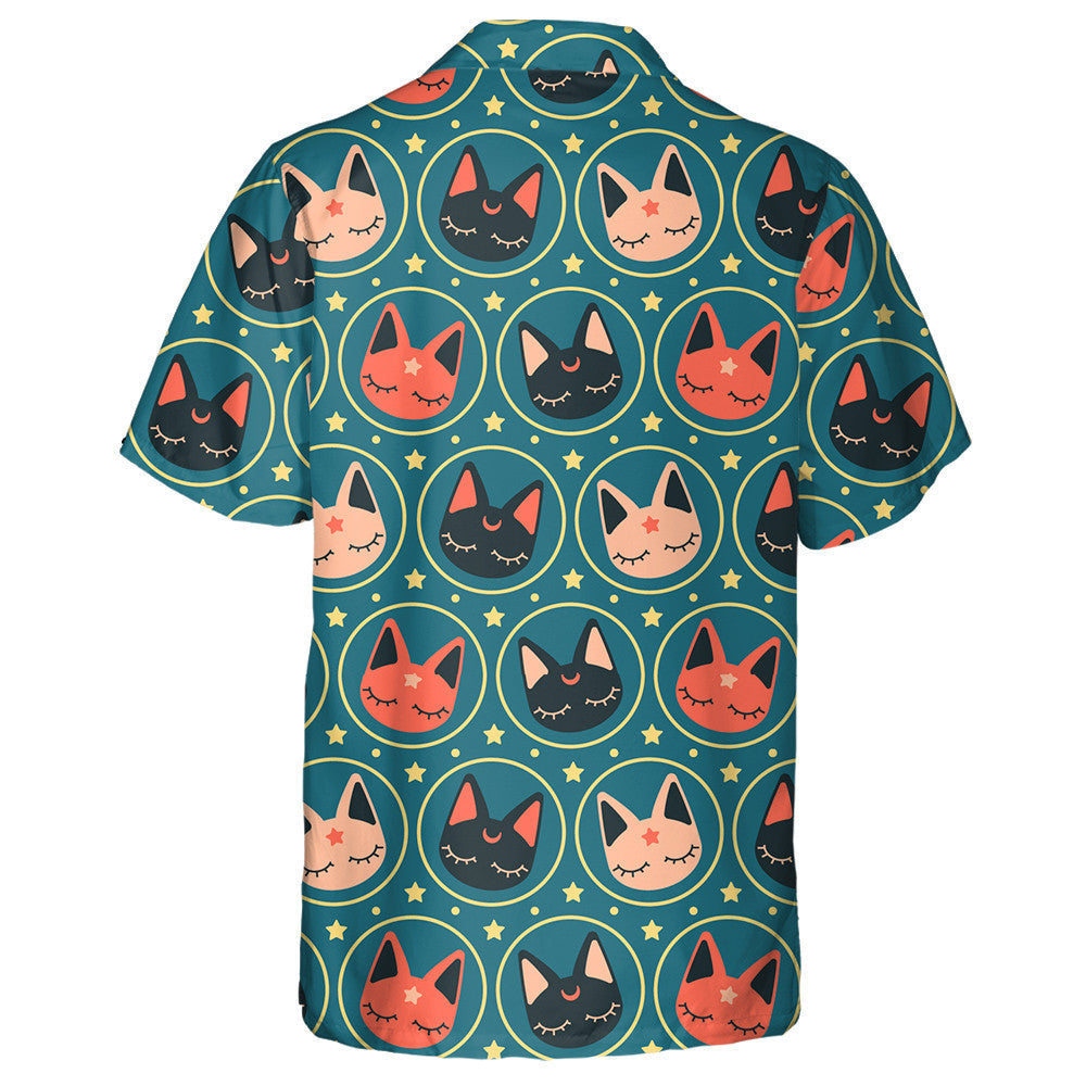Kawaii Minimal Space Cats And Star Hawaiian Shirt, Hawaiian For Gift
