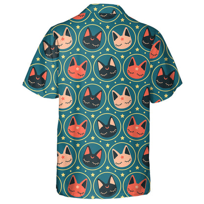 Kawaii Minimal Space Cats And Star Hawaiian Shirt, Hawaiian For Gift