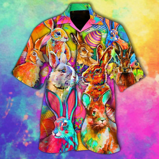Cute Colorful Rabbits Awesome Hawaiian Shirt,Hawaiian Shirt Gift, Christmas Gift