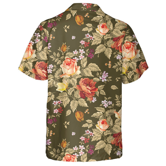 Uiscedhath Orange Rose Brainse Patrún Gairdín Bláthanna ildaite Léine Haváís, Bronntanas Léine Haváís, Bronntanas Nollag