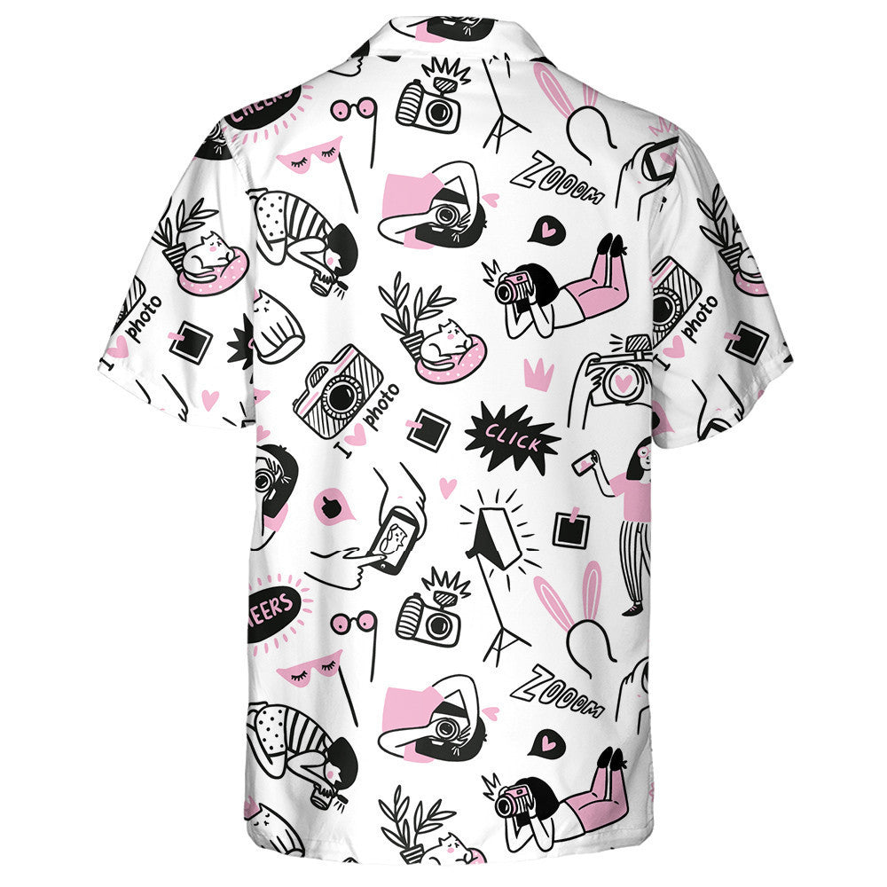 Photo Camera With Photographer And Cats Hawaiian Shirt,Hawaiian Shirt Gift, Christmas Gift