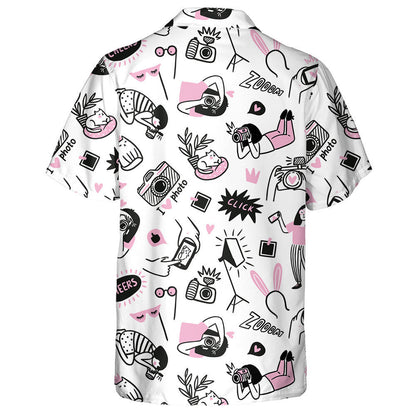 Photo Camera With Photographer And Cats Hawaiian Shirt,Hawaiian Shirt Gift, Christmas Gift