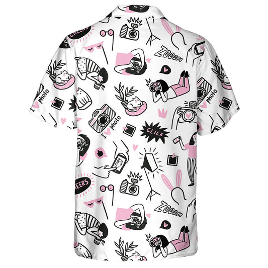 Photo Camera With Photographer And Cats Hawaiian Shirt,Hawaiian Shirt Gift, Christmas Gift