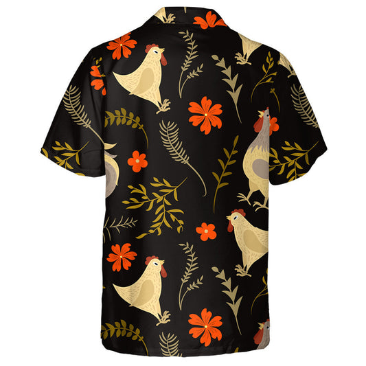 Funny Chicken And Cock With Tropical Plant Hawaiian Shirt,, Hawaiian Shirt Gift, Christmas Gift