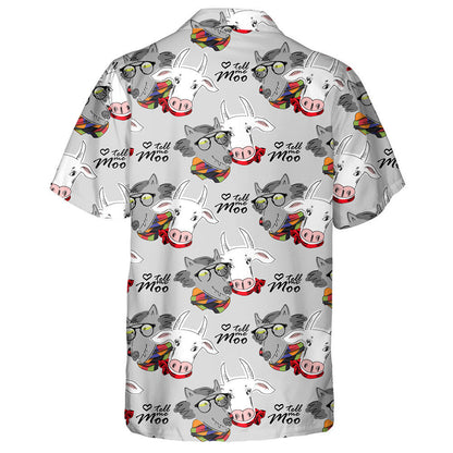 Funny White Cow And Wolf On Grey Hawaiian Shirt, Hawaiian Shirt Gift, Christmas Gift