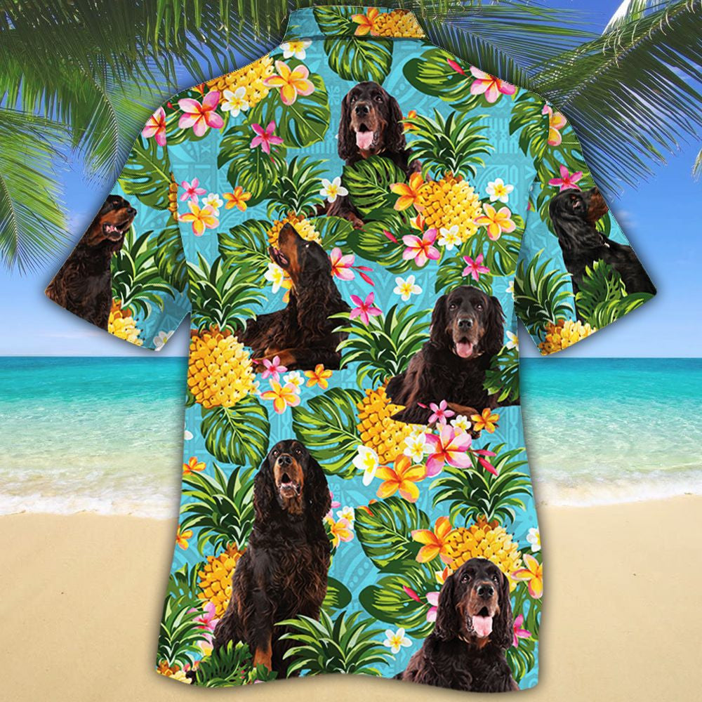 Gordon Setter Dog With Pineapples And Plumeria Hawaiian Shirt, Hawaiian Shirt Gift, Christmas Gift