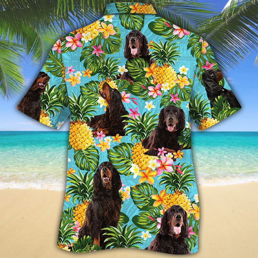 Gordon Setter Dog With Pineapples And Plumeria Hawaiian Shirt, Hawaiian Shirt Gift, Christmas Gift
