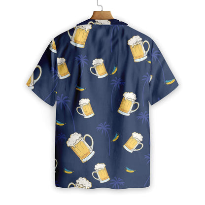 Beer Hawaiian On Blue Background Pattern Hawaiian Shirt, Hawaiian For Gift