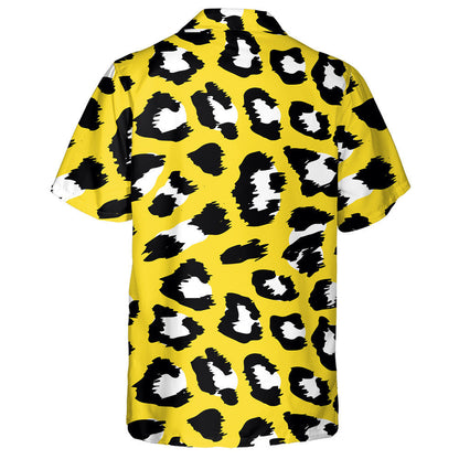 Black White And Yellow Leopard Skin Pattern Hawaiian Shirt, Hawaiian Shirt Gift, Christmas Gift