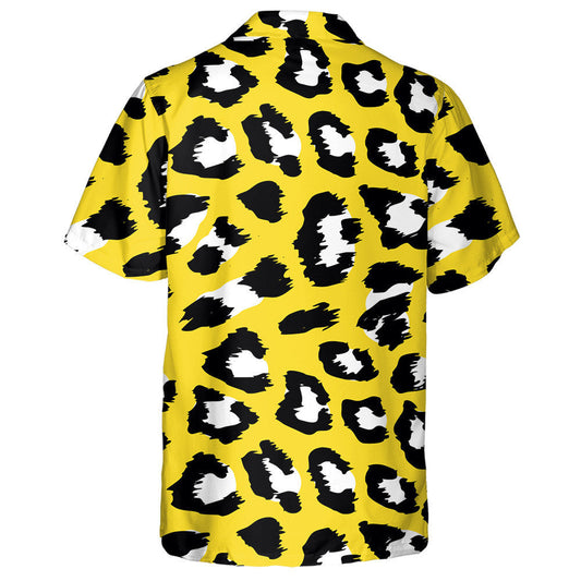 Black White And Yellow Leopard Skin Pattern Hawaiian Shirt, Hawaiian Shirt Gift, Christmas Gift