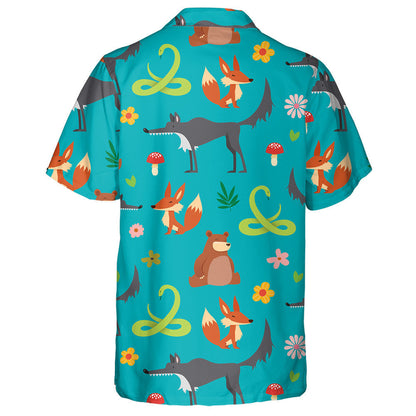 Really Cute Cartoon Wild Animals And Wolf Hawaiian Shirt, Hawaiian Shirt Gift, Christmas Gift