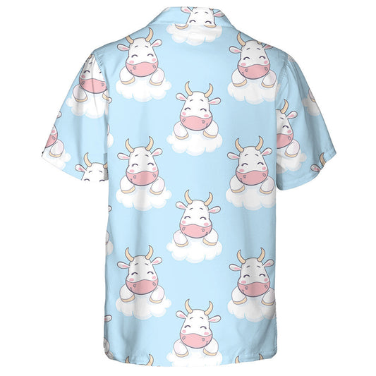 Doodle Cartoon Cows In The Cloud Hawaiian Shirt,Hawaiian Shirt Gift, Christmas Gift