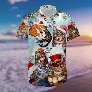 Believe In Magic Of Christmas Cute Cats Design Hawaiian Shirt, Hawaiian Shirt Gift, Christmas Gift.