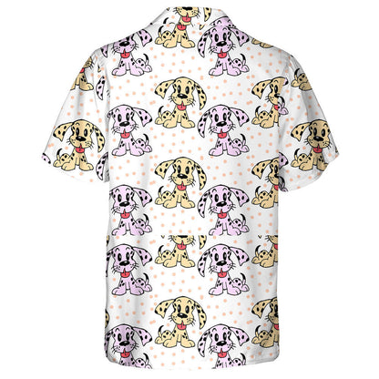 Multicolored Puppies Dogs In Cartoon Background Hawaiian Shirt,Hawaiian Shirt Gift, Christmas Gift