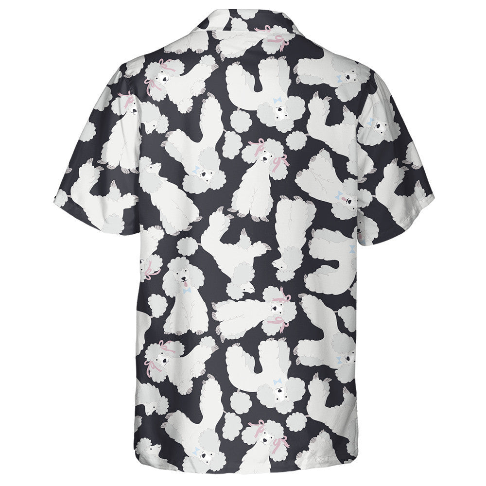 Light Pastel Cute Poodles On Black Background Hawaiian Shirt, Hawaiian Shirt Gift, Christmas Gift