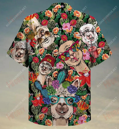 Lama Tropical Lama ag sileadh Lama Trópaiceach Laethanta Saoire muinchille Ghearr Léinte Crazy Léinte haváíais d'Fhir, Bronntanas Léine Haváíais, Bronntanas Nollag