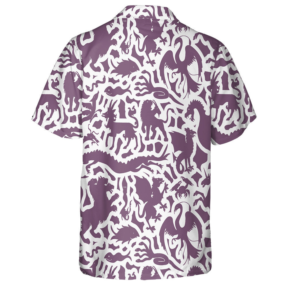 Silhouette Of Mythological Dragon Chimera Phoenix Hawaiian Shirt,Hawaiian Shirt Gift, Christmas Gift