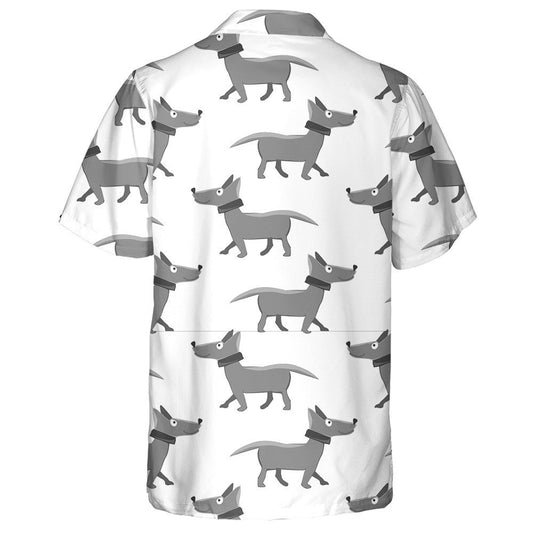 Cartoon Style Wolfs On White Isolated Background Hawaiian Shirt, Hawaiian Shirt Gift, Christmas Gift