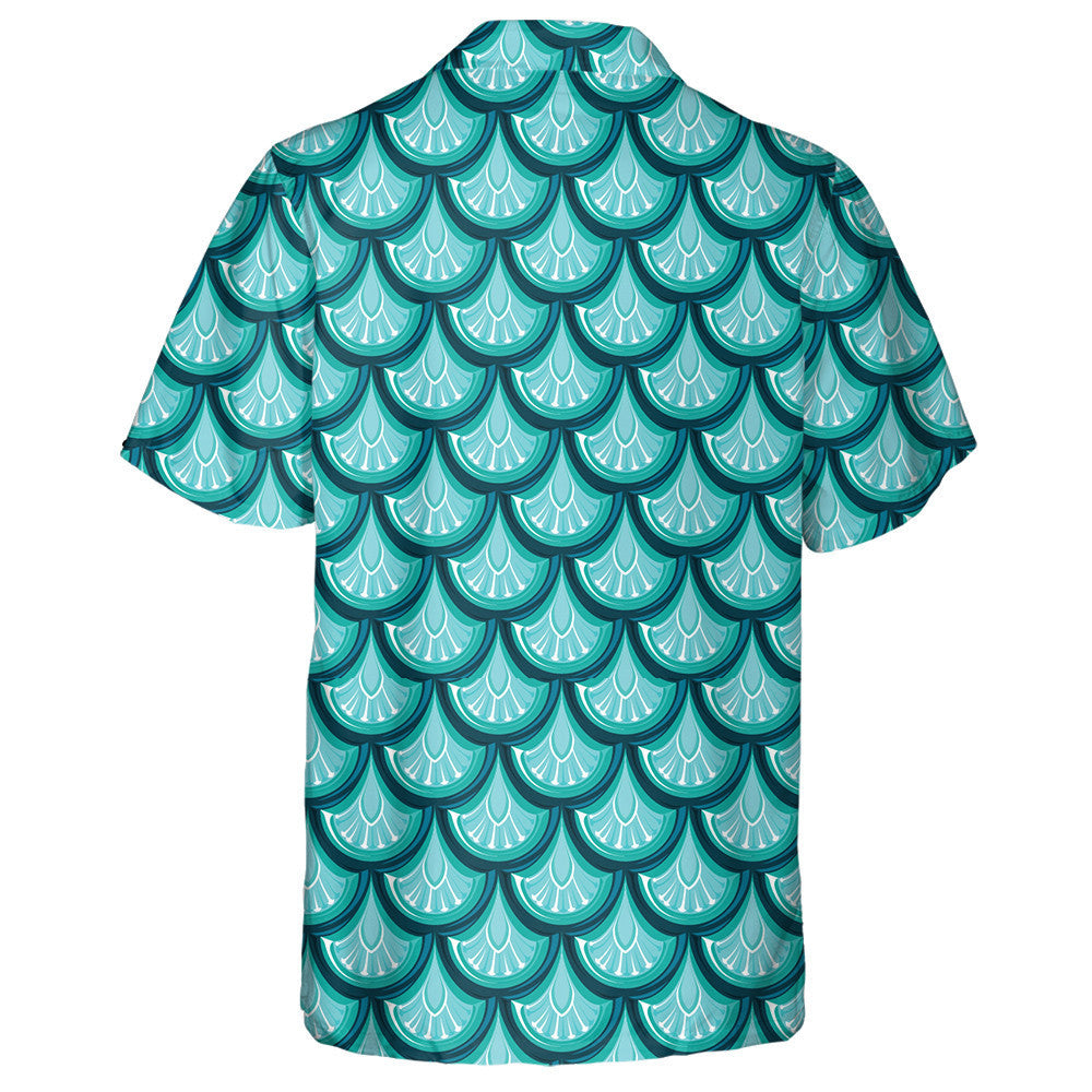 Turquoise Shiny Dragon Scale Brilliant Background Hawaiian Shirt, Hawaiian Shirt Gift, Christmas Gift