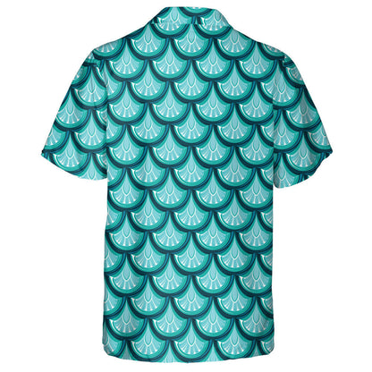 Turquoise Shiny Dragon Scale Brilliant Background Hawaiian Shirt, Hawaiian Shirt Gift, Christmas Gift