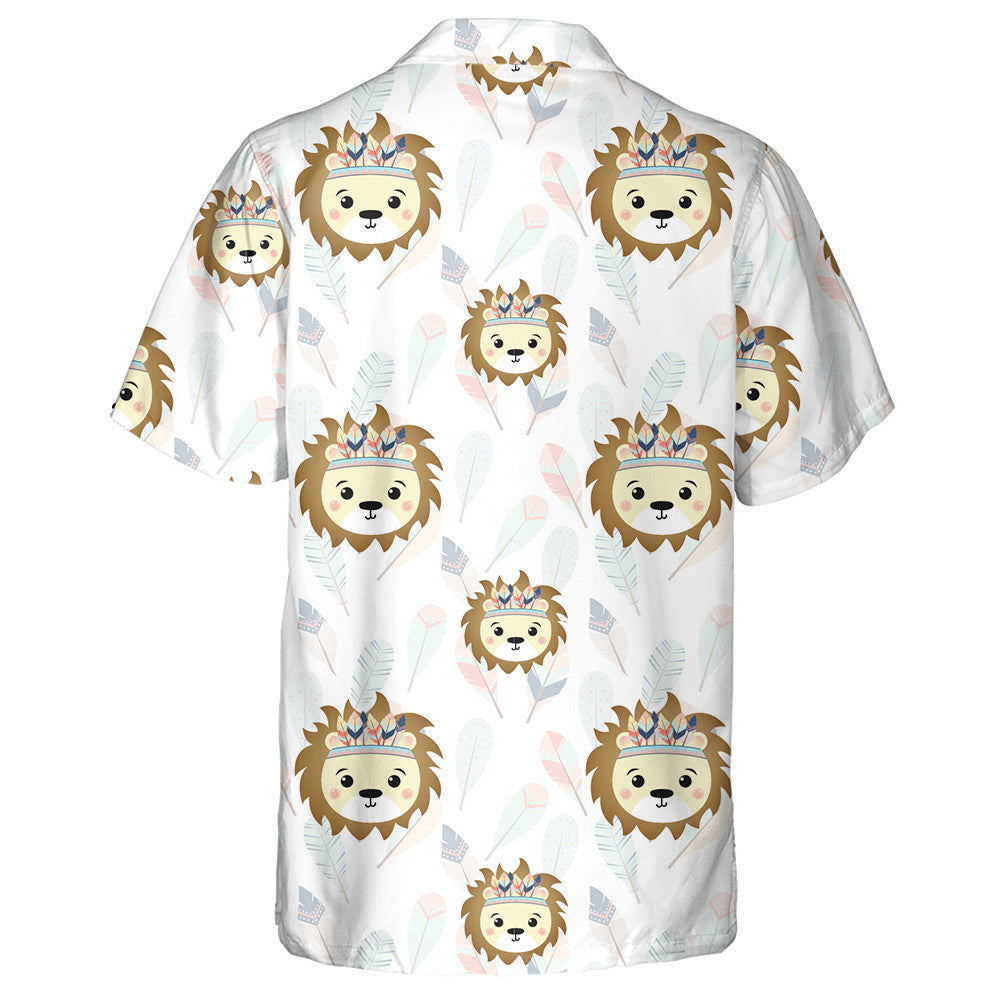 Baby Cute Lion With Indian Headdress Hawaiian Shirt, Hawaiian For Gift