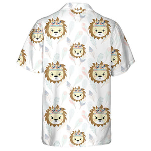 Baby Cute Lion With Indian Headdress Hawaiian Shirt, Hawaiian For Gift