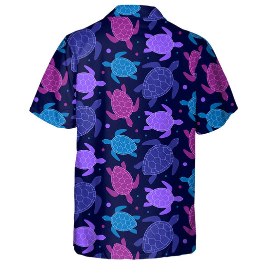 Pink Purple Blue Turtles On Dark Background Hawaiian Shirt, Hawaiian Shirt Gift, Christmas Gift