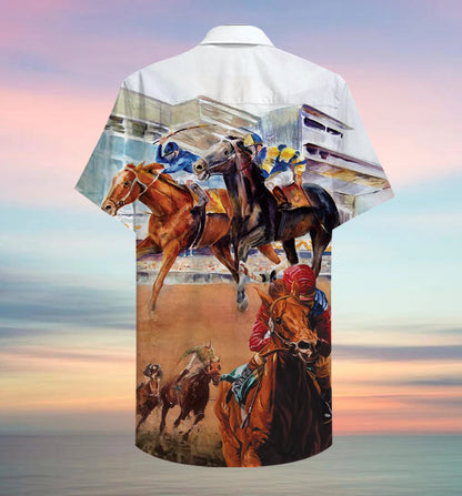 Horse On The Race Design Hawaiian Shirt, Hawaiian For Gift