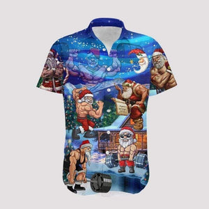 Funny Design Hawaiian Shirt Christmas Workout Santa Muscle, Hawaiian Shirt Gift, Christmas Gift