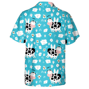 Adorable Flying Cow In The Blue Sky Hawaiian Shirt, Hawaiian Shirt Gift, Christmas Gift