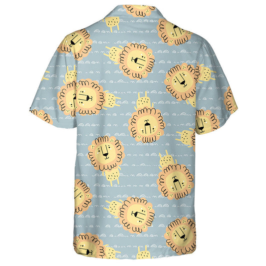 Scandinavian Style Background With Cute Lion Hawaiian Shirt,Hawaiian Shirt Gift, Christmas Gift