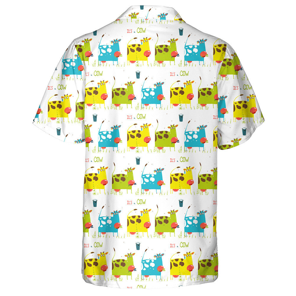 Brightly Colored Fun Cow And Milk Hawaiian Shirt, Hawaiian For Gift
