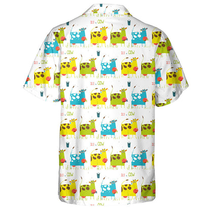Brightly Colored Fun Cow And Milk Hawaiian Shirt, Hawaiian For Gift