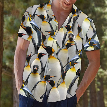 Lively Penguins Awesome Animal Group Design Themed Hawaiian Shirt, Hawaiian Shirt Gift, Christmas Gift