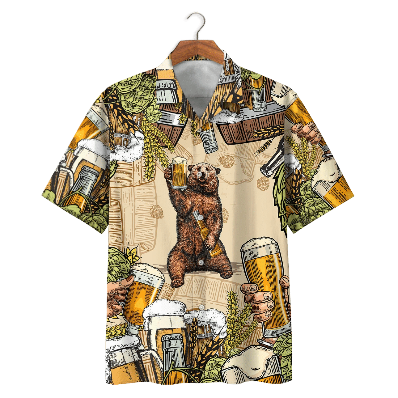 Funny Bear With Beer Party Hawaiian Shirt,Hawaiian Shirt Gift, Christmas Gift