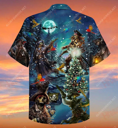 Cloigeann Pirate Nollag Unisex Léine Gearr Muinchille Gearr Laethanta Saoire Léinte T Haváíacha Léinte Crazy Haváíais Patrún Léine Haváíais, Bronntanas Léine Haváís, Bronntanas Nollag