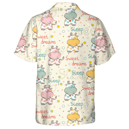Cartoon Sleeping Cow And Sweet Dreams Hawaiian Shirt, Hawaiian For Gift