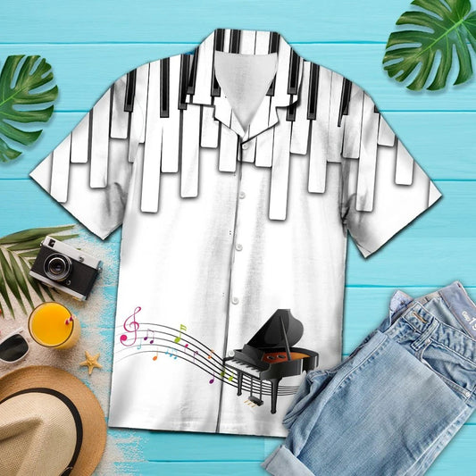 Méarchláir Pianó 3d Bain sult as an Patrún Rhythm Léine Haváís, Bronntanas Léine Haváíais, Bronntanas Nollag